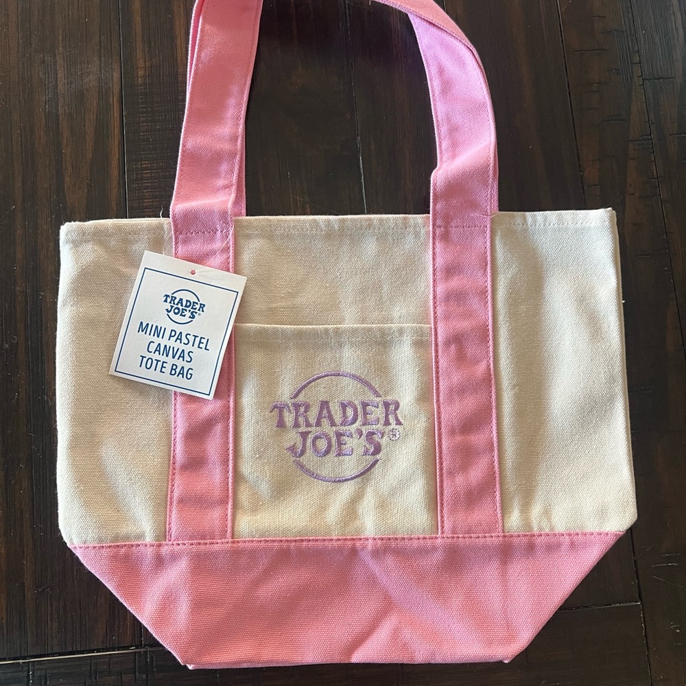 Trader Joe’s Pink and Cream Canvas Tote Bag